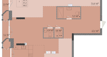 4-к. квартира, 174&nbsp;м²