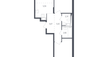 Студия, 57&nbsp;м²