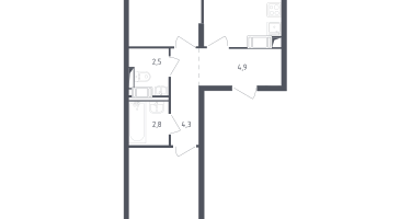 2-к. квартира, 55&nbsp;м²