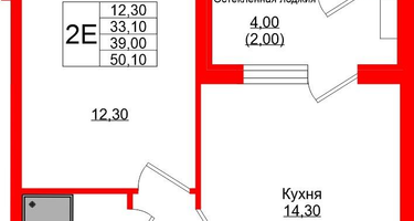 1-к. квартира, 39&nbsp;м²