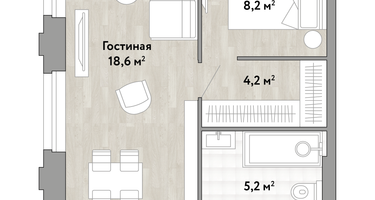 1-к. квартира, 47 м²