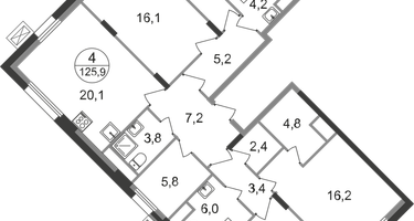 4-к. квартира, 125&nbsp;м²