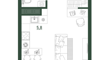 Студия, 28 м²