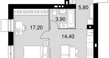 2-к. квартира, 41 м²