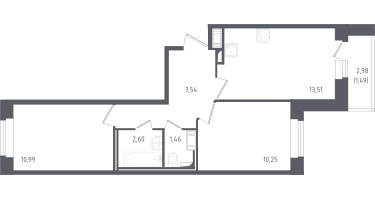2-к. квартира, 48&nbsp;м²