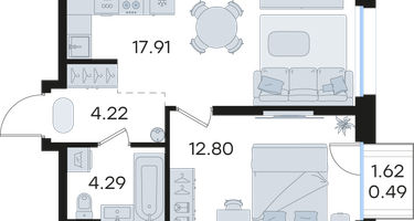 1-к. квартира, 39&nbsp;м²