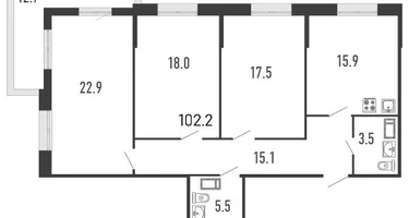 3-к. квартира, 102 м²