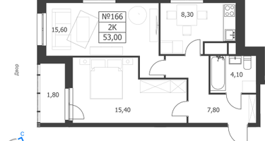 2-к. квартира, 53 м²