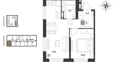1-к. квартира, 36 м²