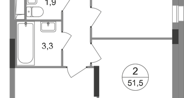 2-к. квартира, 51&nbsp;м²