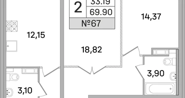 2-к. квартира, 69&nbsp;м²