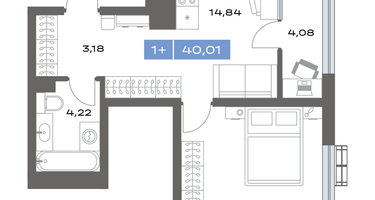 1-к. квартира, 40&nbsp;м²