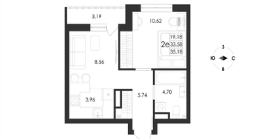 2-к. квартира, 35 м²