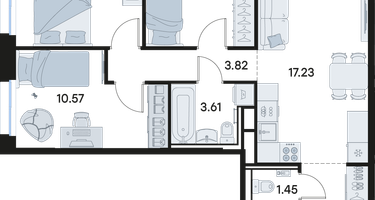 3-к. квартира, 65 м²