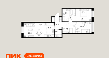 2-к. квартира, 71&nbsp;м²