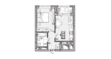 1-к. квартира, 34&nbsp;м²