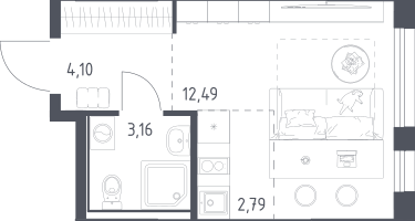Студия, 22&nbsp;м²