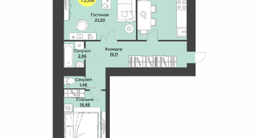 2-к. квартира, 73&nbsp;м²