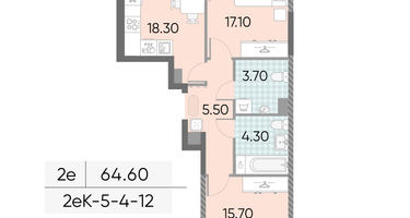 Студия, 64&nbsp;м²