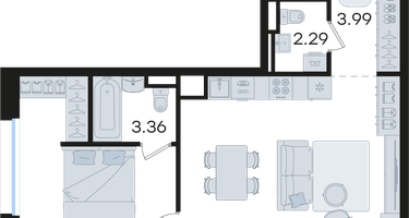 1-к. квартира, 50&nbsp;м²