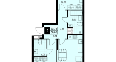 2-к. квартира, 65&nbsp;м²