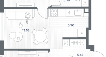 2-к. квартира, 61&nbsp;м²