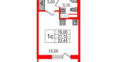 Студия, 21 м²