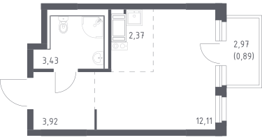 Студия, 22&nbsp;м²
