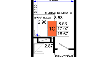 Студия, 18&nbsp;м²