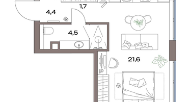 Студия, 32 м²