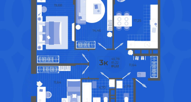 3-к. квартира, 82 м²