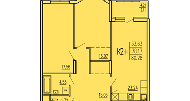 2-к. квартира, 80 м²