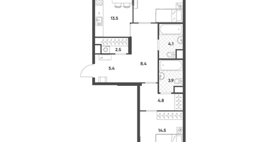 2-к. квартира, 71 м²