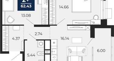 2-к. квартира, 56&nbsp;м²