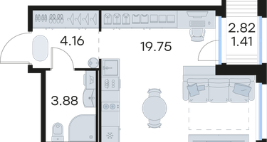 Студия, 29&nbsp;м²