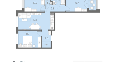 3-к. квартира, 66&nbsp;м²