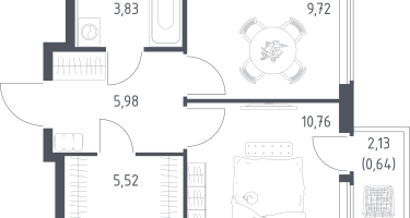 1-к. квартира, 36&nbsp;м²