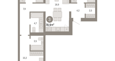 3-к. квартира, 78&nbsp;м²