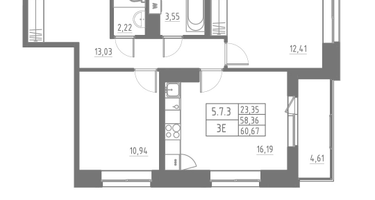 Студия, 60&nbsp;м²