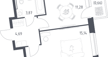1-к. квартира, 35&nbsp;м²