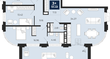 3-к. квартира, 106&nbsp;м²
