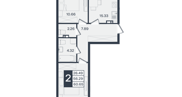 2-к. квартира, 60&nbsp;м²
