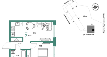 2-к. квартира, 36&nbsp;м²