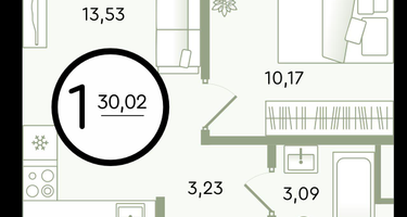 1-к. квартира, 30&nbsp;м²