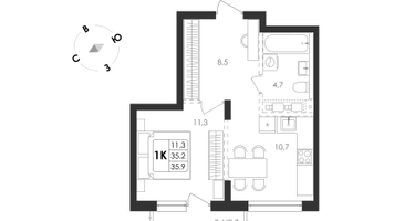 1-к. квартира, 36 м²