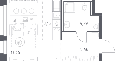 Студия, 25&nbsp;м²