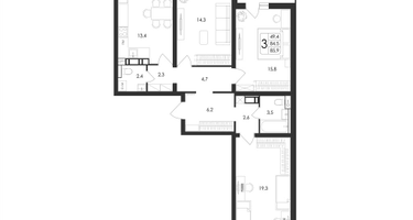 3-к. квартира, 85&nbsp;м²