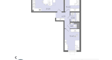 2-к. квартира, 56&nbsp;м²