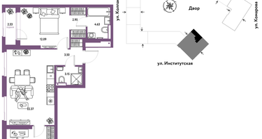 Студия, 66 м²