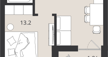 1-к. квартира, 38&nbsp;м²